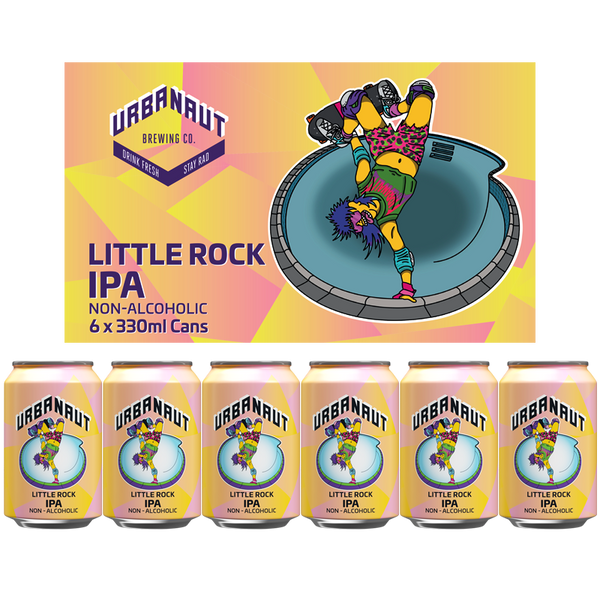 1 x 6 pack box and 6 x 330ml cans of Little Rock Non-Alcoholic iPA craft beer from Urbanaut Brewery.